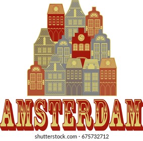 Vector Illustration of building Amsterdam. Template for Tourism Flier.