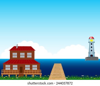 Vector illustration of the building ashore epidemic deathes