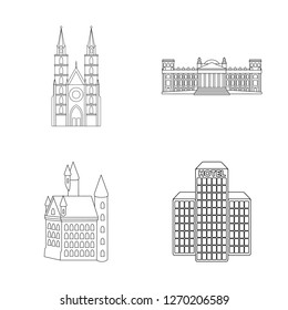 Vector illustration of building and city icon. Collection of building and business vector icon for stock.