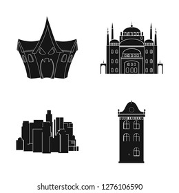 Vector illustration of building and city icon. Collection of building and business stock symbol for web.