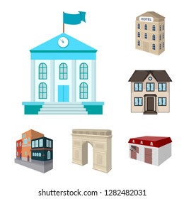Vector illustration of building and city icon. Collection of building and business vector icon for stock.