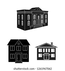 Vector illustration of building and city sign. Collection of building and modern stock vector illustration.