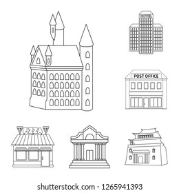 Vector illustration of building and city sign. Set of building and business stock symbol for web.