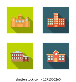 Vector illustration of building and city sign. Set of building and business stock vector illustration.