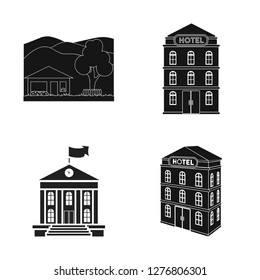 Vector illustration of building and city symbol. Set of building and business stock symbol for web.