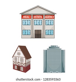 Vector illustration of building and city symbol. Collection of building and business stock vector illustration.