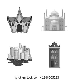 Vector illustration of building and city symbol. Set of building and business vector icon for stock.