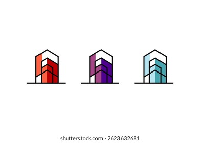 vector illustration of a building, with different colors