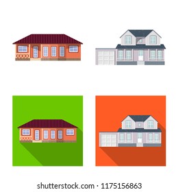 Vector illustration of building and front icon. Collection of building and roof stock vector illustration.