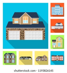 Vector illustration of building and front icon. Collection of building and roof stock vector illustration.