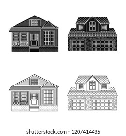 Vector illustration of building and front icon. Collection of building and roof stock vector illustration.