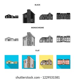 Vector illustration of building and front icon. Collection of building and roof vector icon for stock.