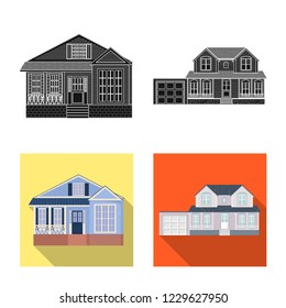 Vector illustration of building and front icon. Collection of building and roof stock vector illustration.