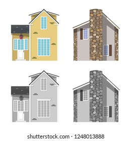 Vector illustration of building and front icon. Collection of building and roof stock symbol for web.
