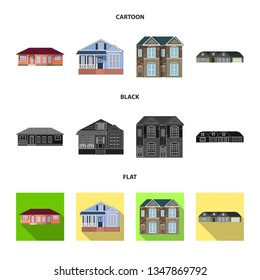 Vector illustration of building and front icon. Collection of building and roof stock symbol for web.