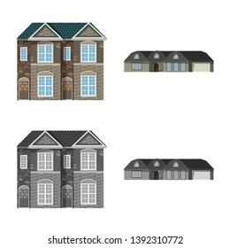 Vector illustration of building and front icon. Collection of building and roof stock vector illustration.