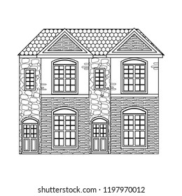 Vector illustration of building and front logo. Collection of building and roof stock symbol for web.
