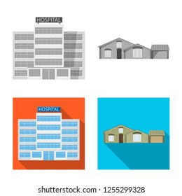 Vector illustration of building and front logo. Set of building and roof vector icon for stock.