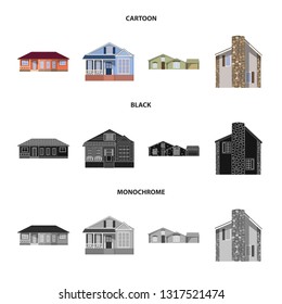 Vector illustration of building and front logo. Set of building and roof vector icon for stock.