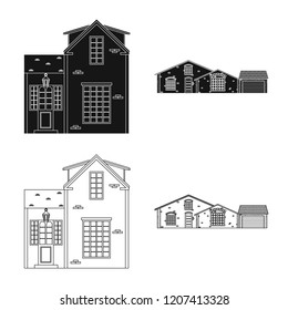 Vector illustration of building and front symbol. Collection of building and roof stock vector illustration.