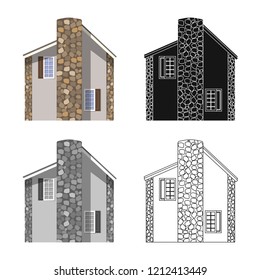 Vector illustration of building and front symbol. Set of building and roof vector icon for stock.