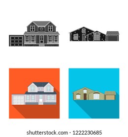Vector illustration of building and front symbol. Set of building and roof vector icon for stock.