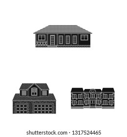 Vector illustration of building and front symbol. Collection of building and roof stock vector illustration.