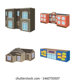 Vector illustration of building and home symbol. Set of building and construction stock symbol for web.