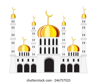 Vector illustration of the building mosque on white background