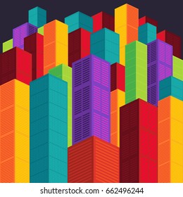 vector illustration of building  Multicolored Background