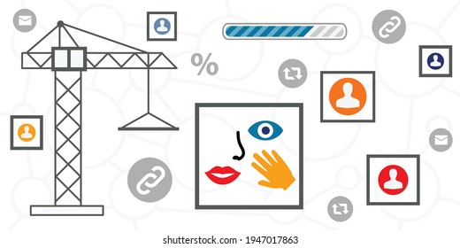 ilustración vectorial de la construcción de marca e imagen personales con herramientas en línea