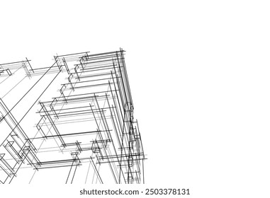 Vector illustration of building sketch on white background 