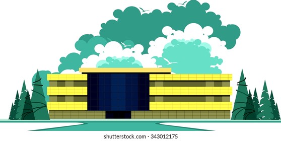vector illustration building of a sports complex on a white background