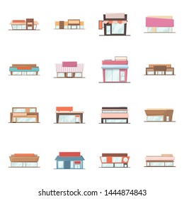 Vector illustration of building and supermarket sign. Collection of building and market stock vector illustration.