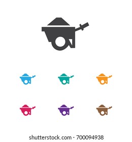 Vector Illustration Of Building Symbol On Pushcart Icon. Premium Quality Isolated Trolley  Element In Trendy Flat Style.