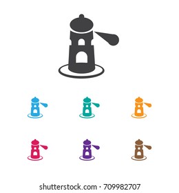 Vector Illustration Of Building Symbol On Lighthouse Icon. Premium Quality Isolated Seamark Element In Trendy Flat Style.