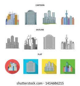 Vector illustration of  and building symbol. Set of  and hotel stock vector illustration.