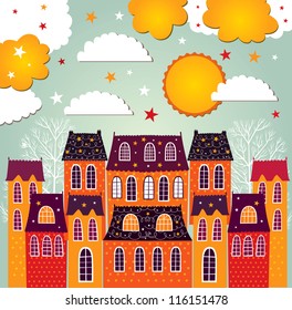 Vector illustration with buildings