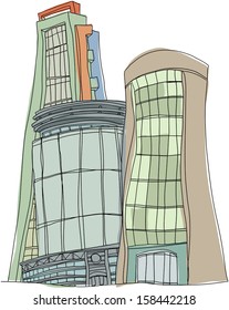 Ilustración vectorial de los edificios