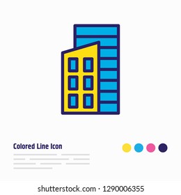 Vector illustration of buildings icon colored line. Beautiful structure element also can be used as apartment icon element.