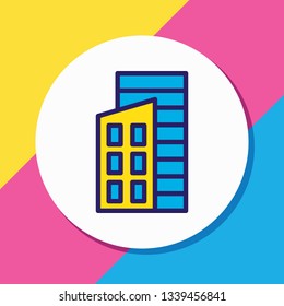 Vector illustration of buildings icon colored line. Beautiful construction element also can be used as apartment icon element.