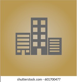 Vector  illustration of  Buildings icon in Gray
