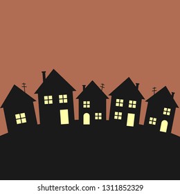 Vector illustration of buildings silhouettes in flat style