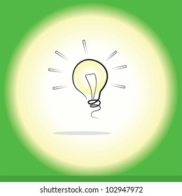 vector illustration of bulb with a green background