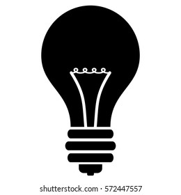 Ilustración vectorial del icono de la bombilla en negro
