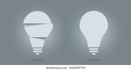 Vector illustration of bulb icon concept with shadow on transparent background.