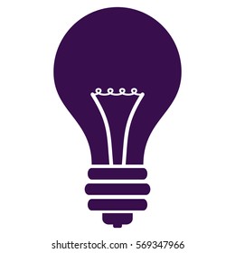 Ilustración vectorial del icono de la bombilla en violeta
