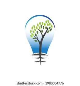 vector, ilustración. vida de la bombilla con el logo del árbol para la energía vital. empresa eléctrica