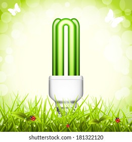 Vector illustration of bulb on the meadow.