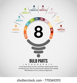 Vector illustration of Bulb Part Infographic design element.